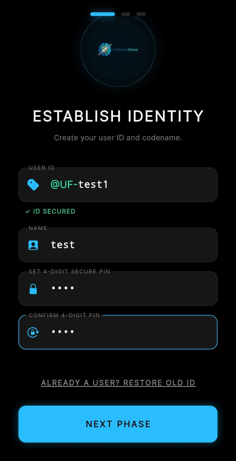 Unbreakfocus Onboarding Screen